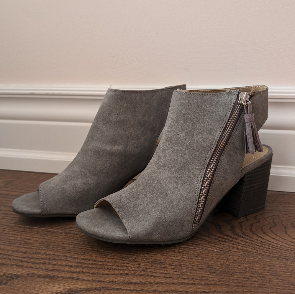 Open Toe Block Heel Ankle Booties